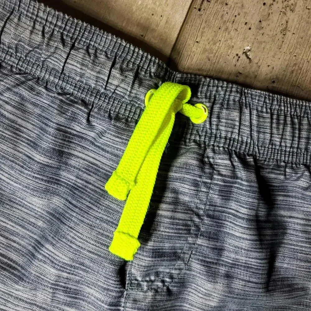Wonder Nation Size Small 6-7 Boys Swim Trunks Board Shorts EUC Gray Lime Green